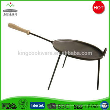 Outdoor Vegetable Oil Cast Iron Flat Charcoal BBQ Grill With 3 legs